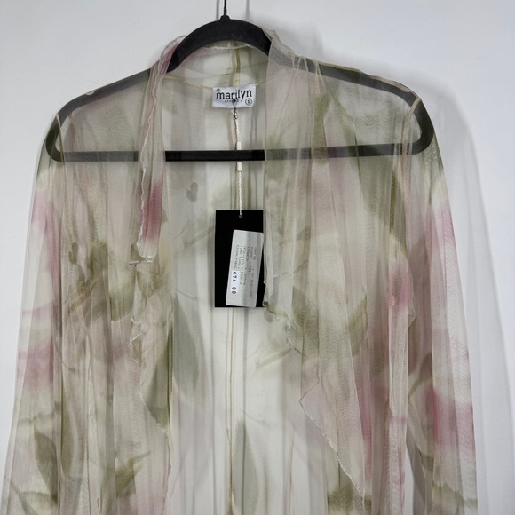 Marilyn Sheer Floral Mesh Tunic Cardigan Size 1 Lightweight Romantic - Picture 3 of 12